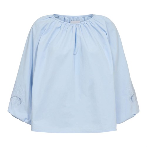 Liberté Rikke Ballon Bluse med 3/4 Ærme, lyseblå